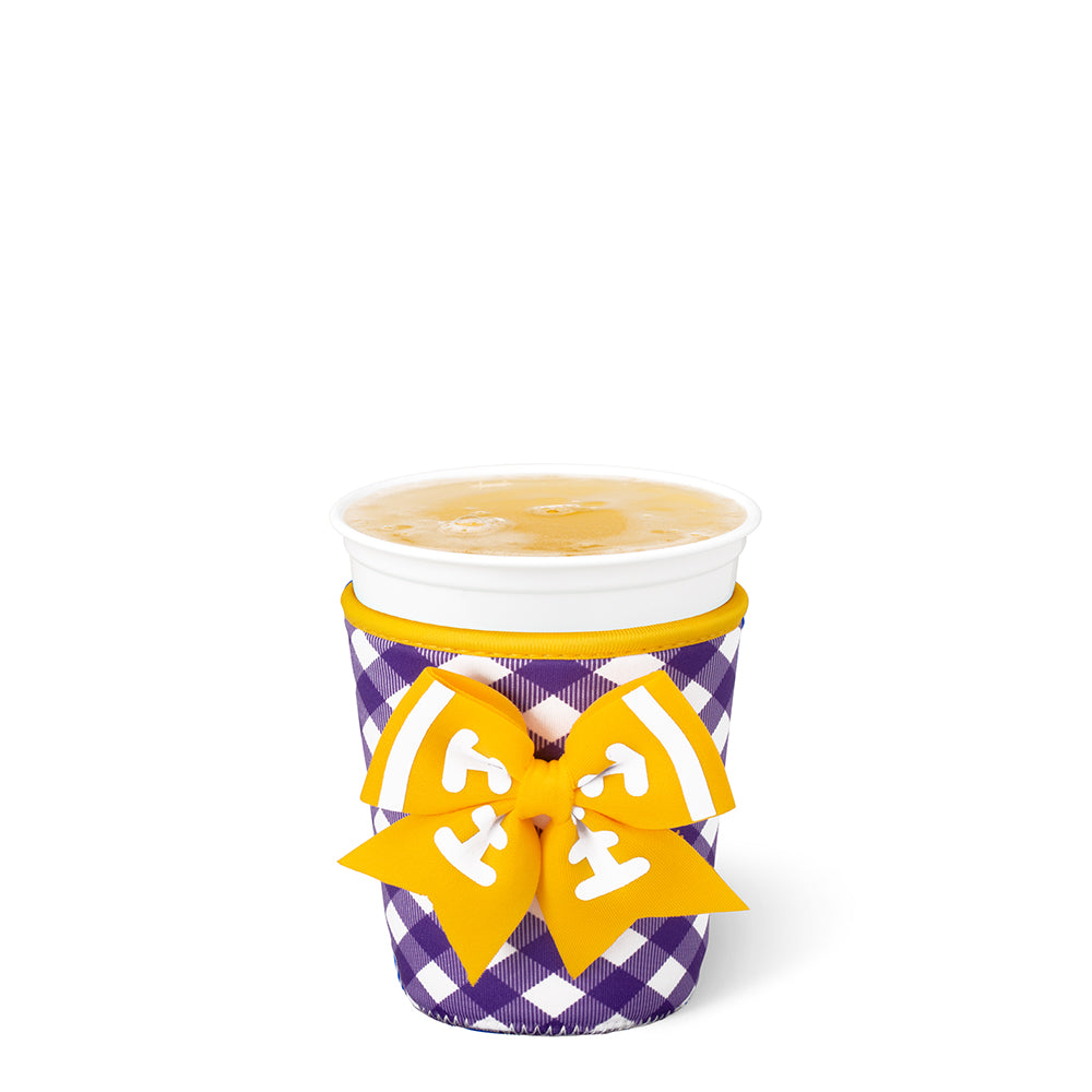 Gameday Gingham Purple + Yellow Small Iced Cup Coolie