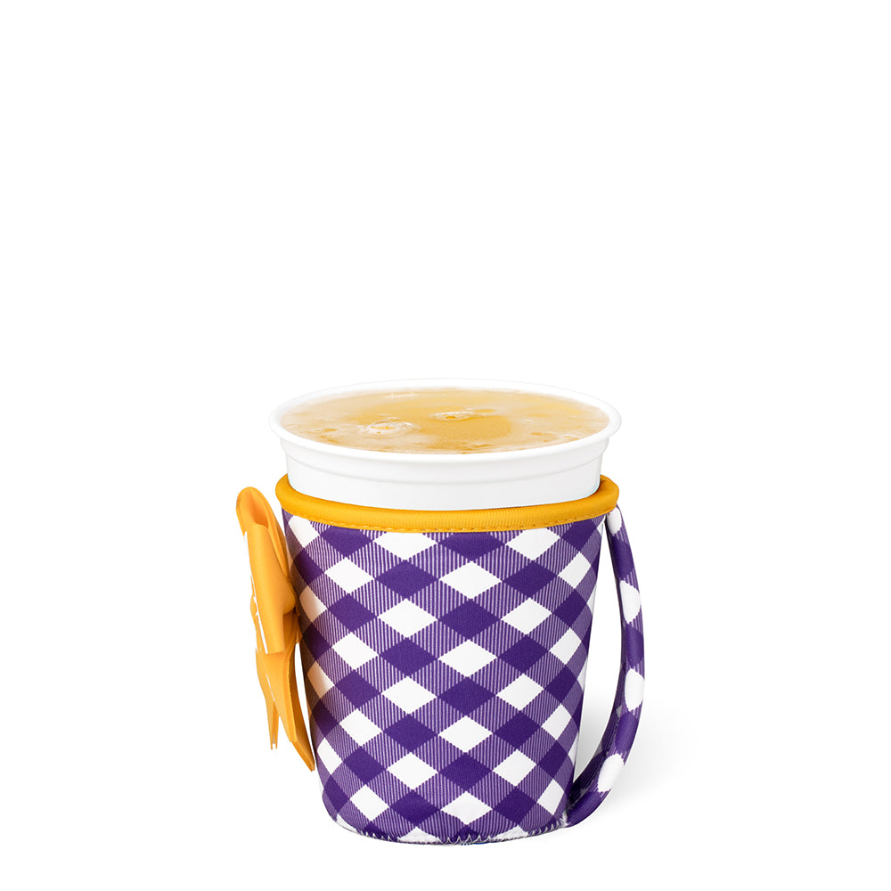 Gameday Gingham Purple + Yellow Small Iced Cup Coolie