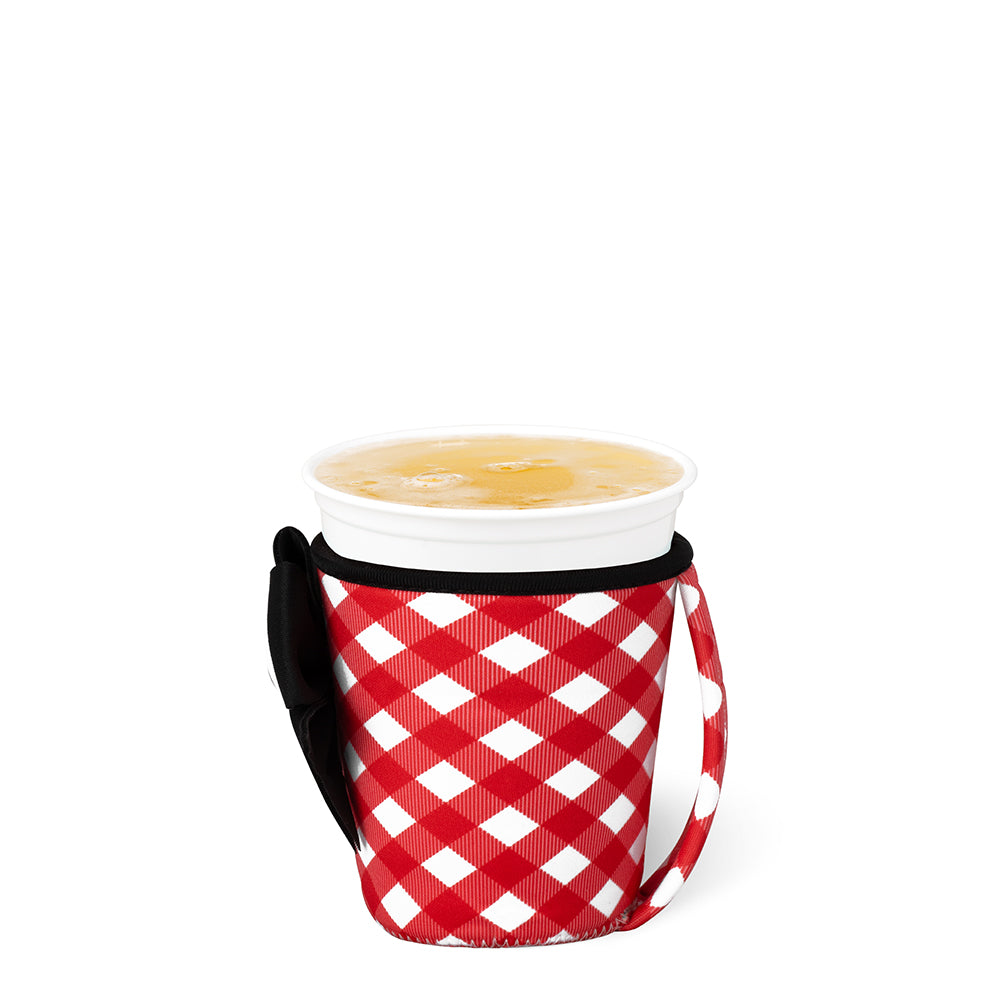 Gameday Gingham Red + Black Small Iced Cup Coolie