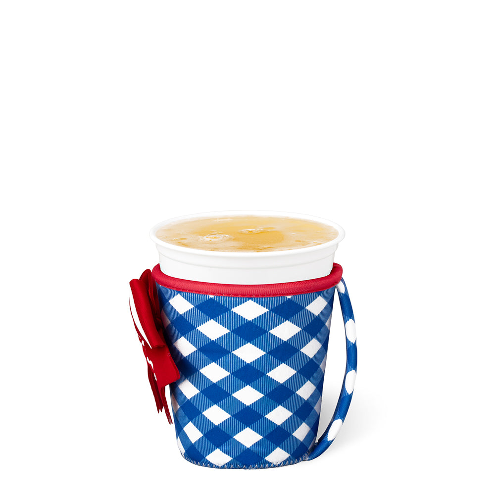 Gameday Gingham Royal + Red Small Iced Cup Coolie