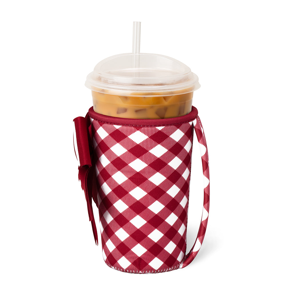 Gameday Gingham Crimson Medium Iced Cup Coolie