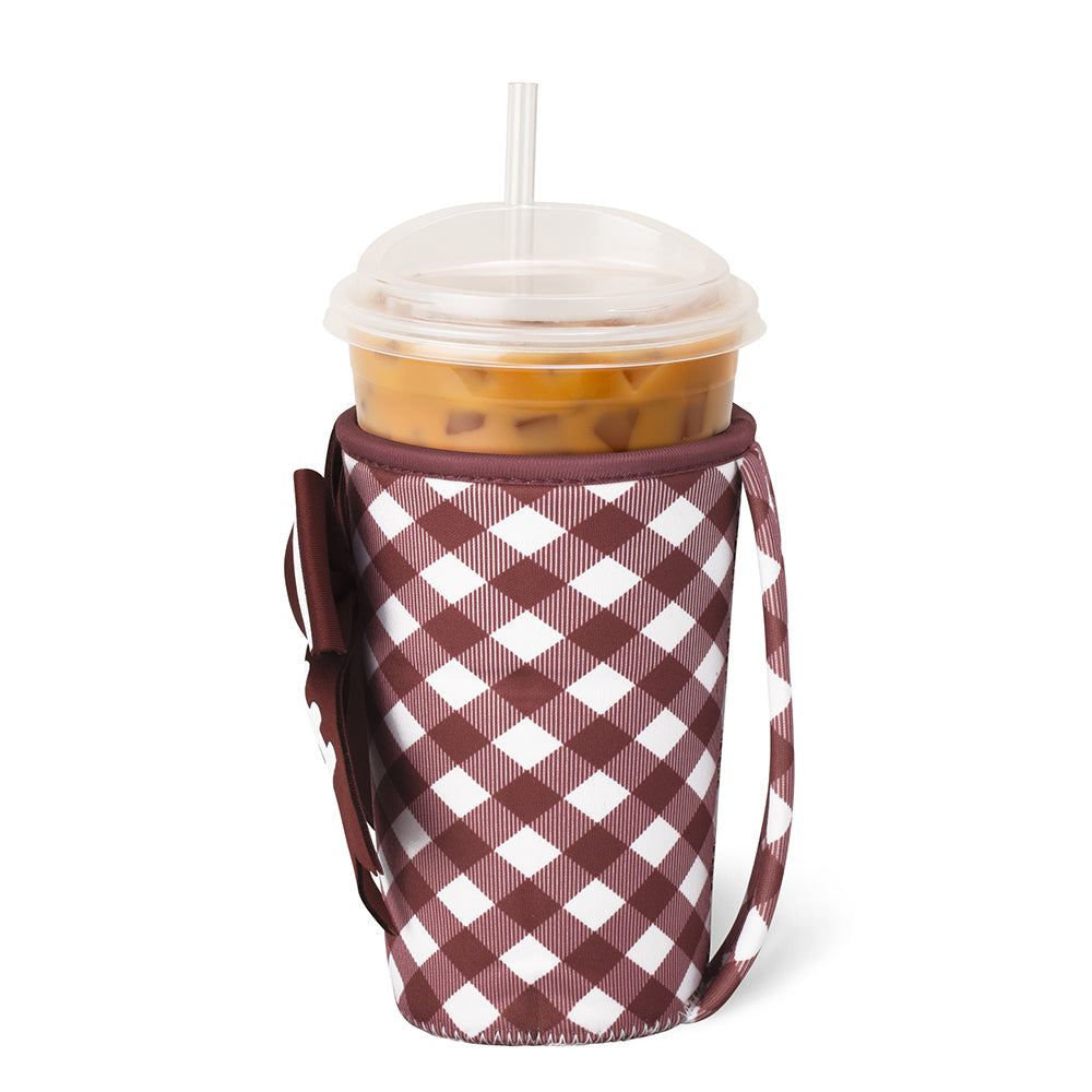 Gameday Gingham Maroon Medium Iced Cup Coolie