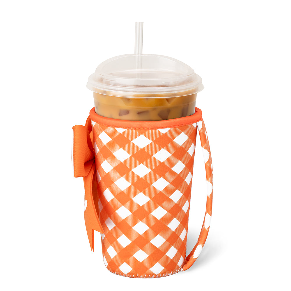 Gameday Gingham Orange Medium Iced Cup Coolie