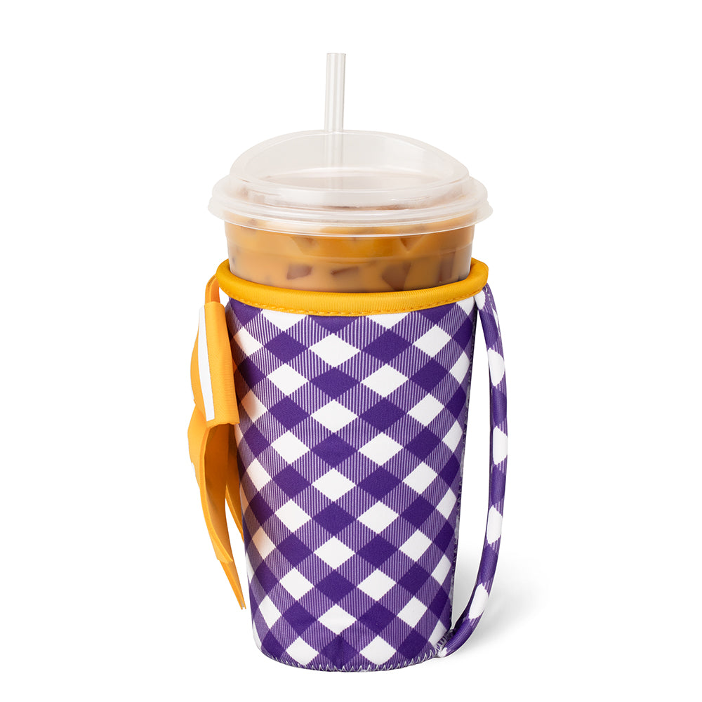 Gameday Gingham Purple + Yellow Medium Iced Cup Coolie