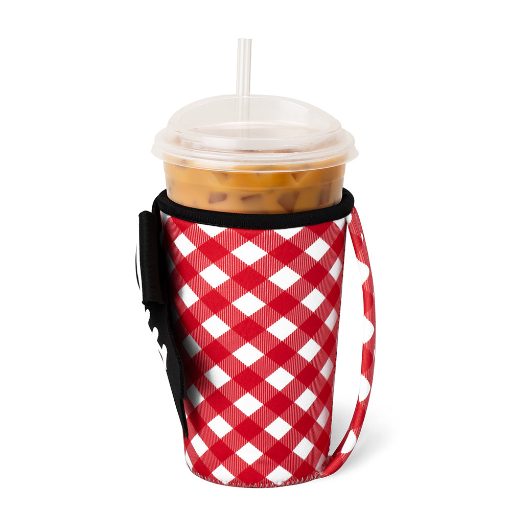 Gameday Gingham Red + Black Medium Iced Cup Coolie