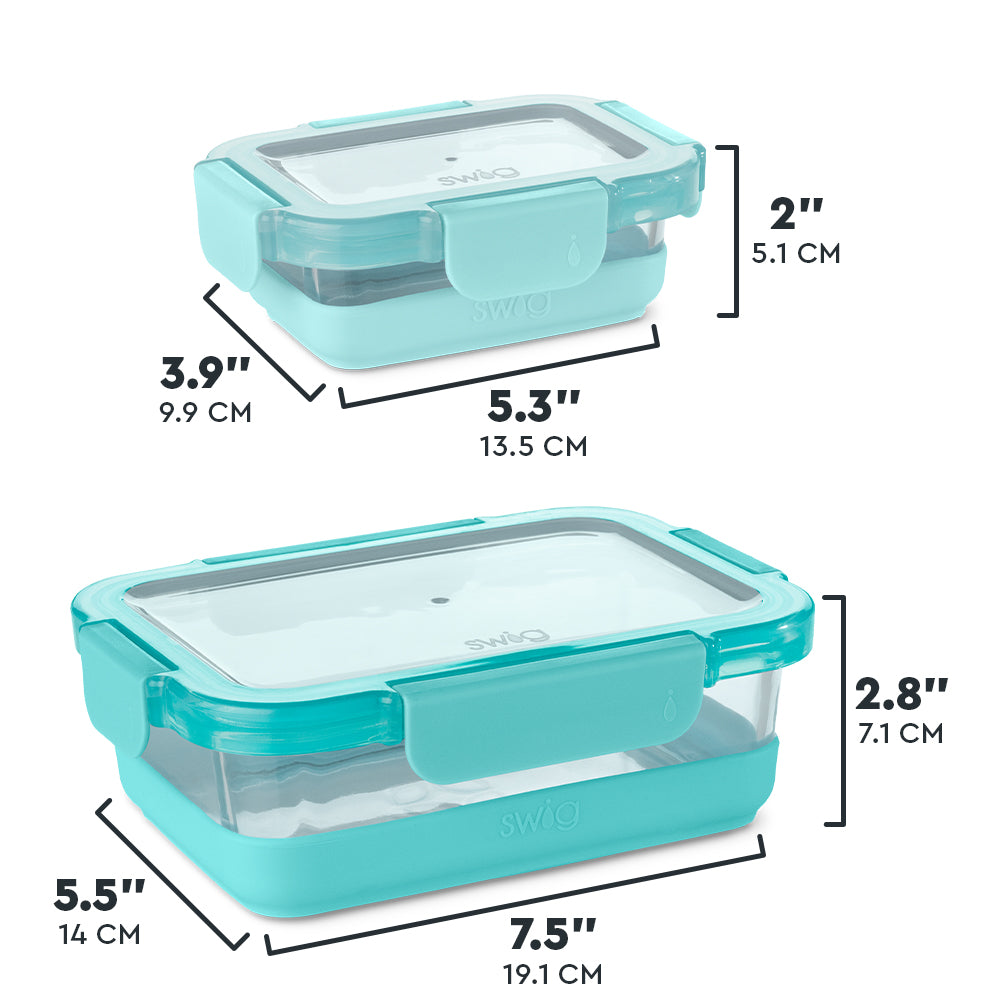 Aqua 3pc Glass Food Storage Medium Set
