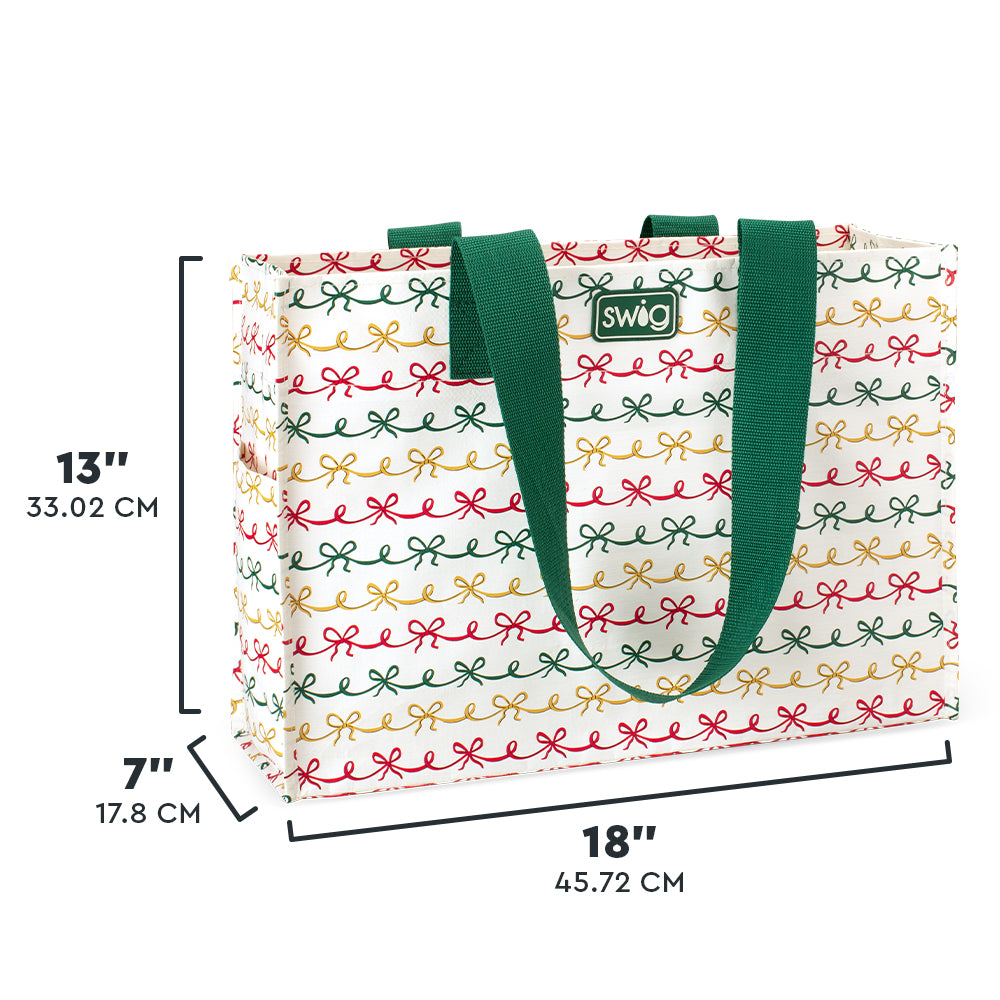 Christmas Bows Large Reusable Gift Bag