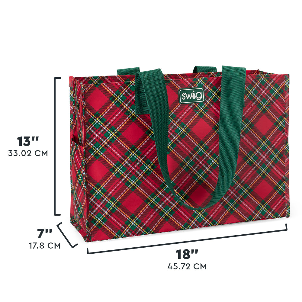 Christmas Plaid Large Reusable Gift Bag