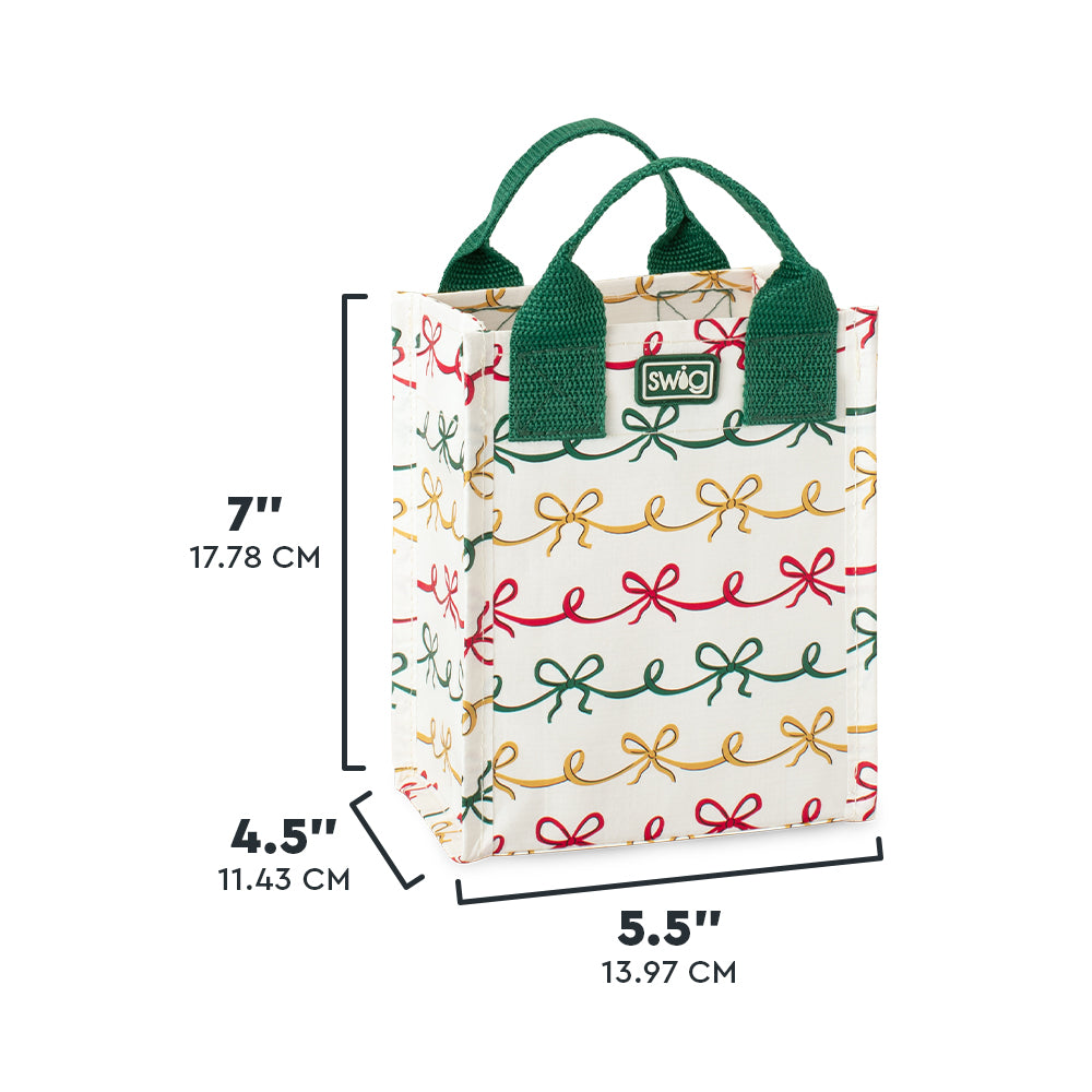 Christmas Bows Mini Reusable Gift Bag