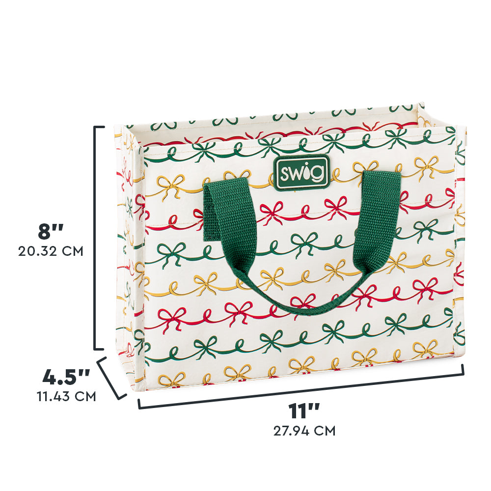 Christmas Bows Small Reusable Gift Bag