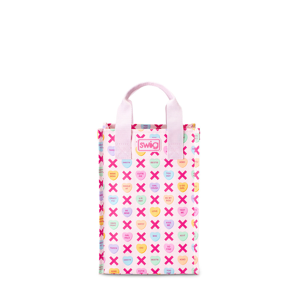 Swig Life Be Mine Laminated Tall Reusable Bag with upright handles