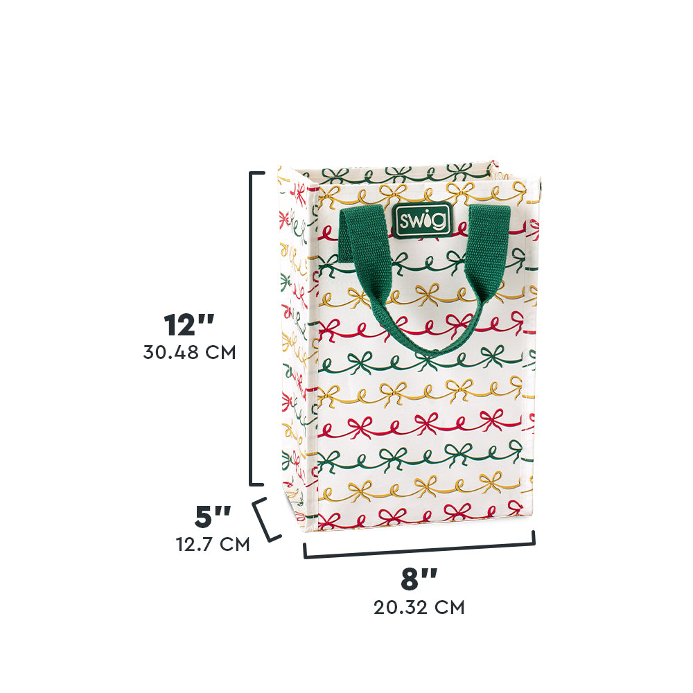 Christmas Bows Tall Reusable Gift Bag