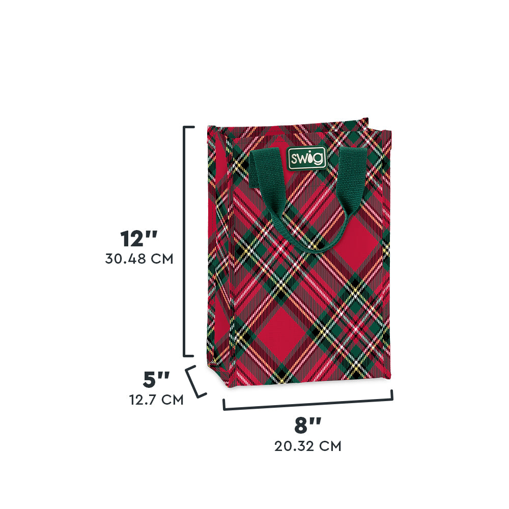 Christmas Plaid Tall Reusable Gift Bag