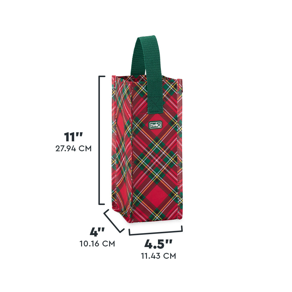 Christmas Plaid Wine Reusable Gift Bag