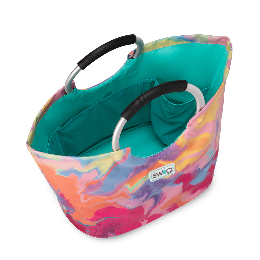 Swig Life Candy Crush Loopi Tote Bag open view from the top showing inside storage pocket