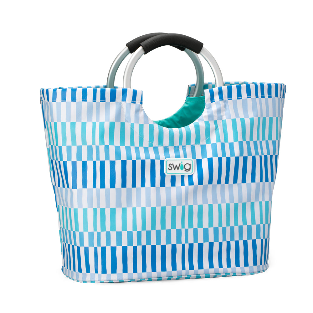 Swig Life Glacier Stripe Loopi Tote Bag with cushioned aluminum loop handle