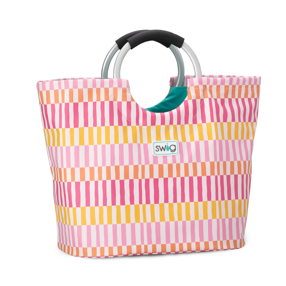 Swig Life Sherbet Stripe Loopi Tote Bag with cushioned aluminum loop handle