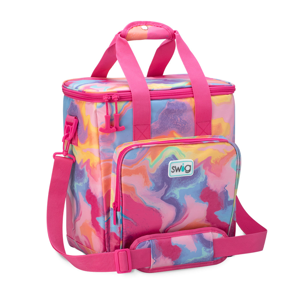 Swig Life Candy Crush Insulated Boxxi 24 Cooler with top handle and shoulder strap can carry up to 24 liters