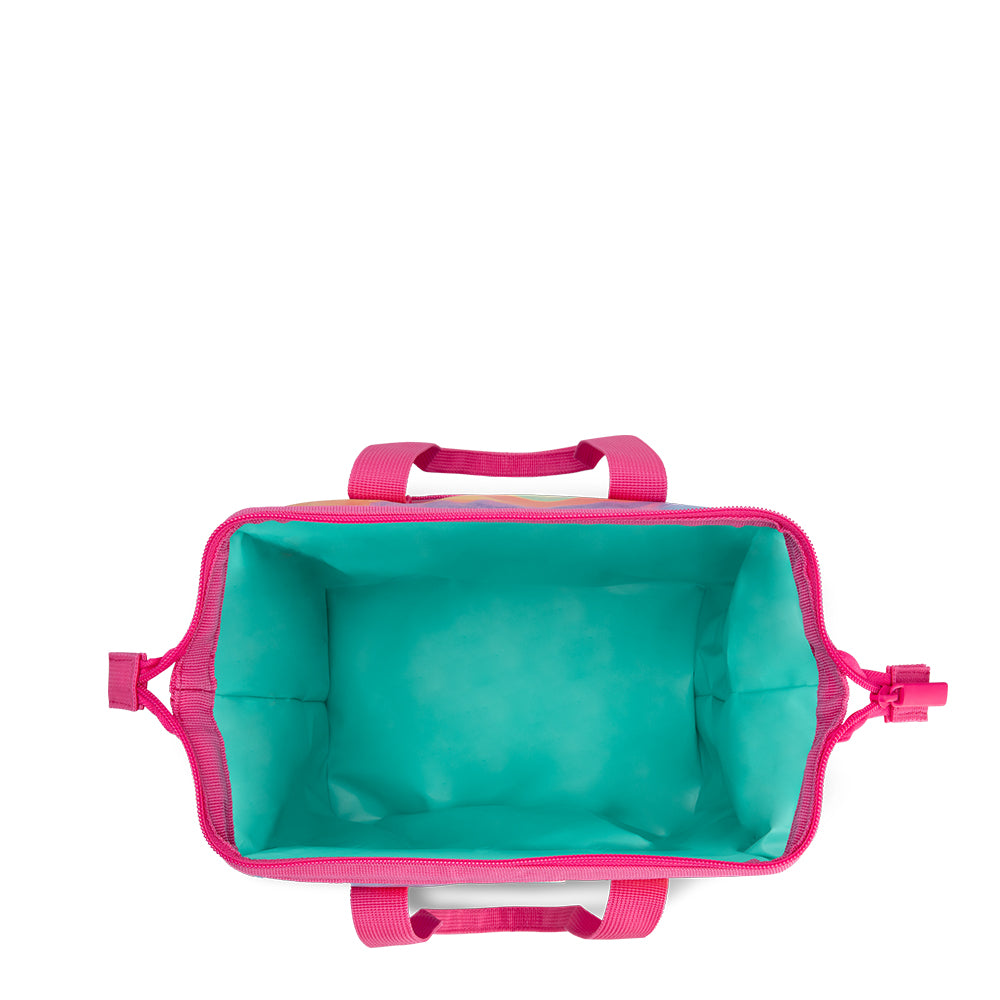 Swig Life Candy Crush Packi 12 Cooler open view from the top with aqua insulated liner
