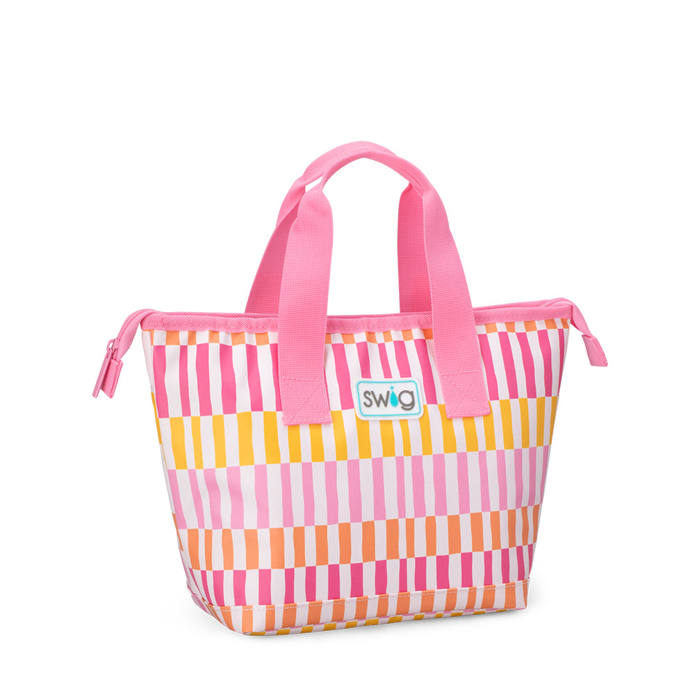 Swig Life Sherbet Stripe Insulated Lunchi Lunch Bag with zipper enclosure