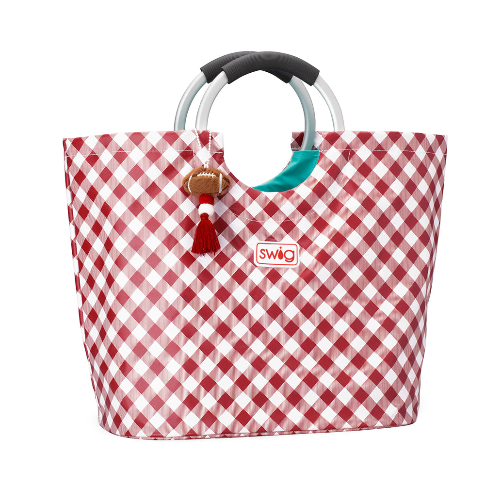 Gameday Gingham Crimson Loopi Tote Bag