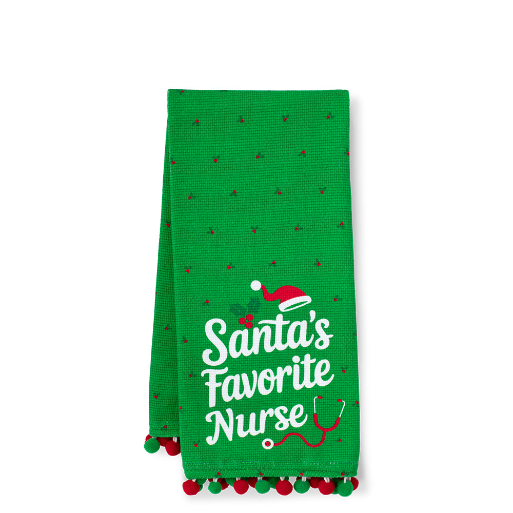 Santa's Favorite Nurse Tea Towel