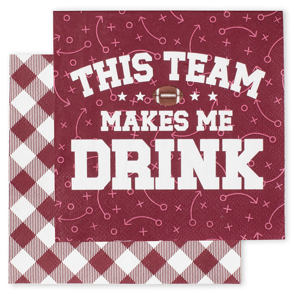 This Team Makes Me Drink Maroon Cocktail Napkins