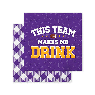 This Team Makes Me Drink Purple + Yellow Cocktail Napkins