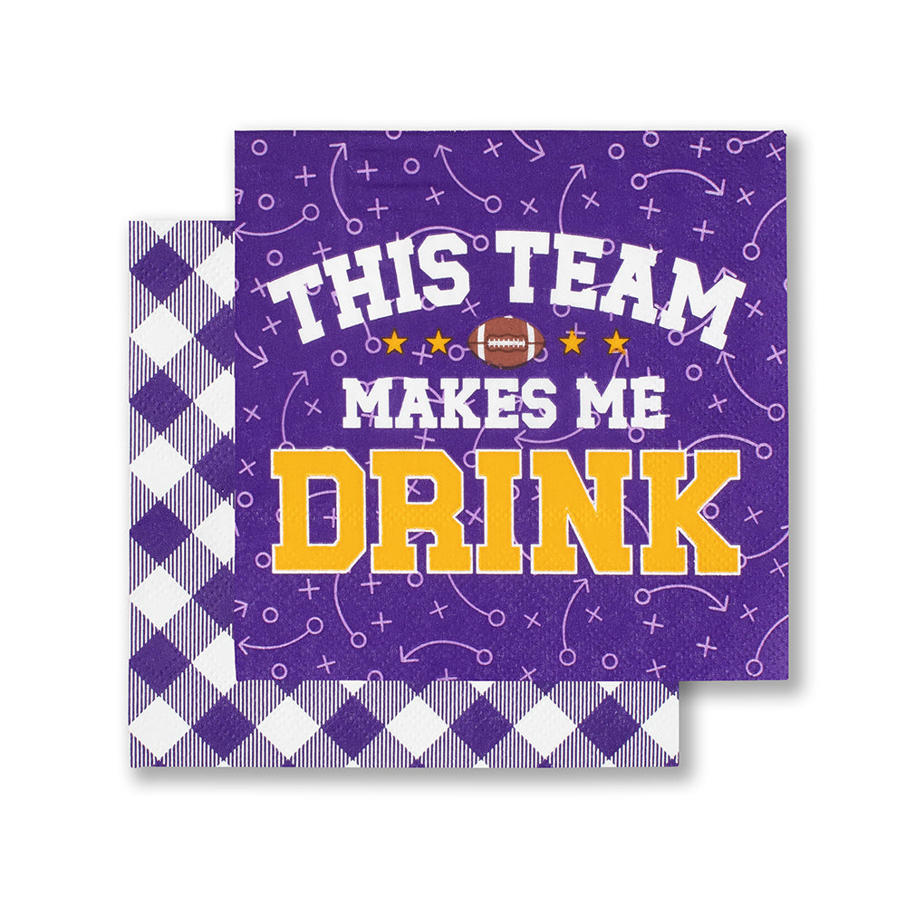This Team Makes Me Drink Purple + Yellow Cocktail Napkins