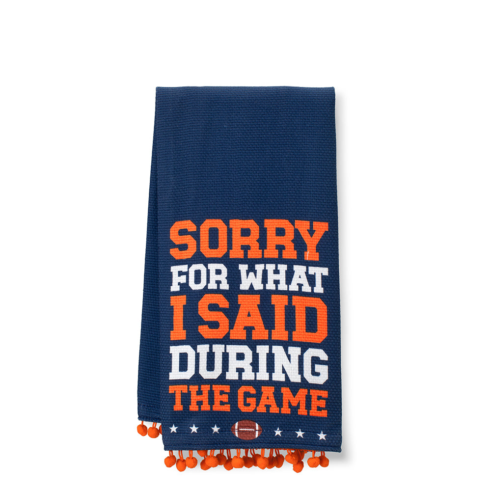 Sorry For What I Said During The Game Navy + Orange Tea Towel