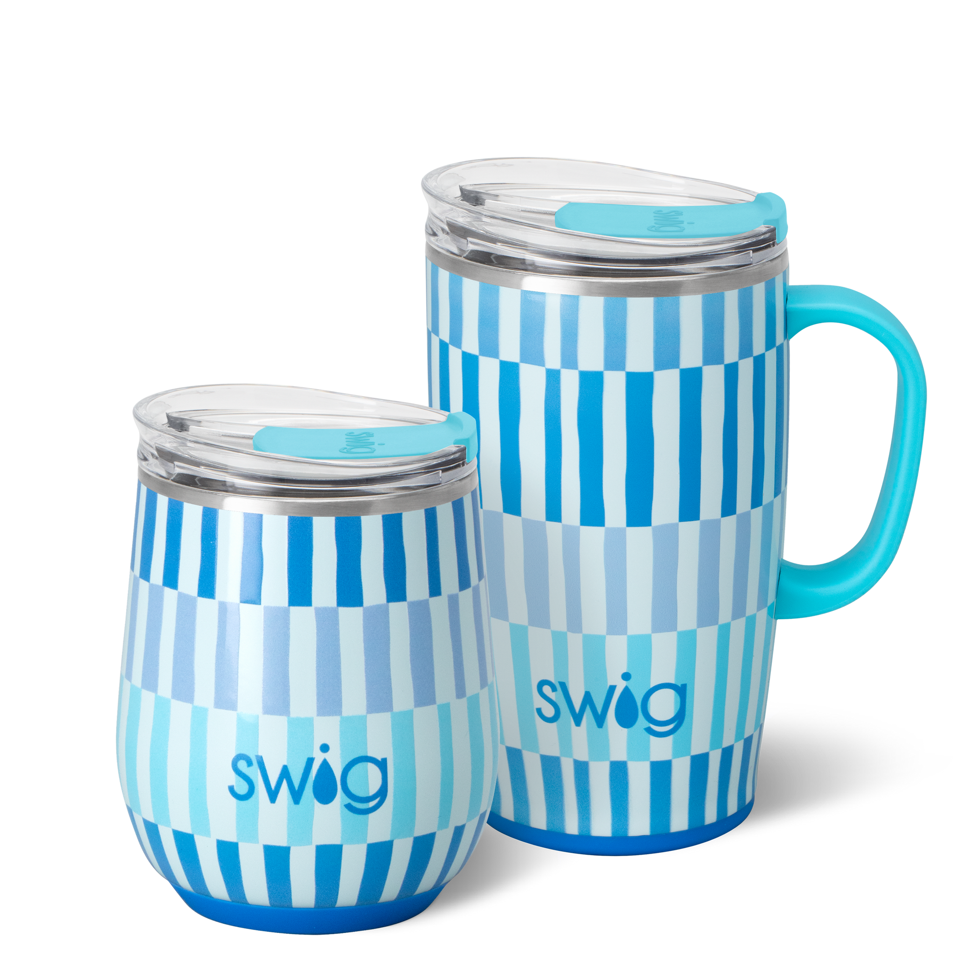 Swig Life Glacier Stripe AM+PM Set including a 22oz Travel Mug and a 32oz Tumbler