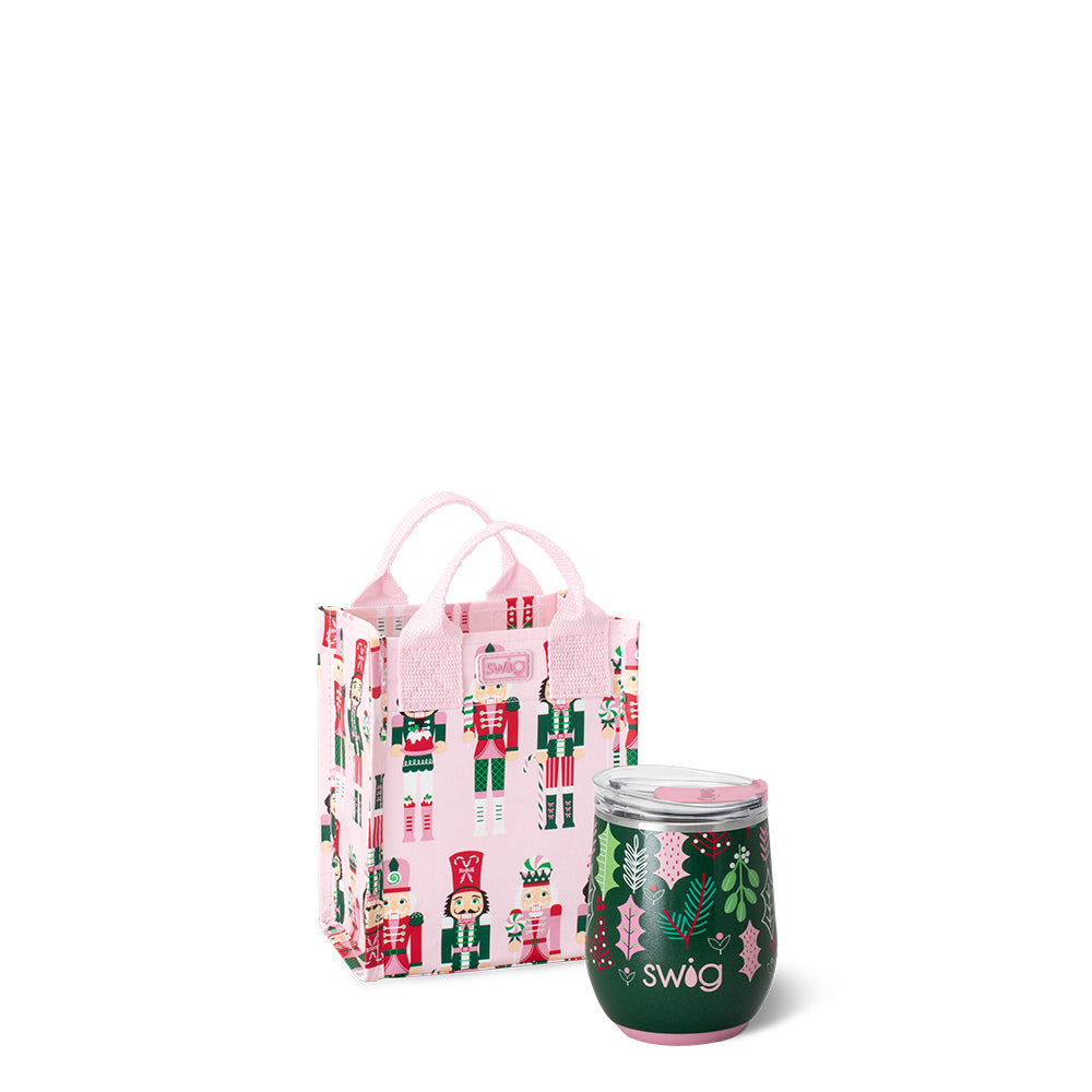 Merry Mistletoe + Sugar Plum Soldiers Stemless Wine Gift Set