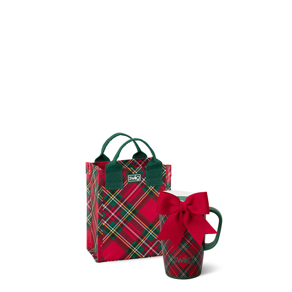 Christmas Plaid Travel Mug 18oz Gift Set