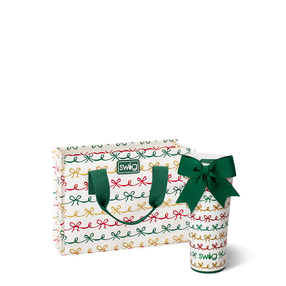 Christmas Bows Tumbler Gift Set