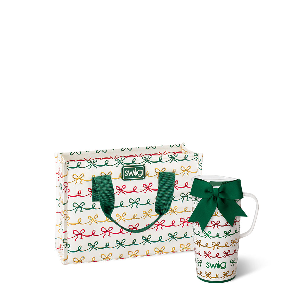 Christmas Bows Travel Mug 22oz Gift Set