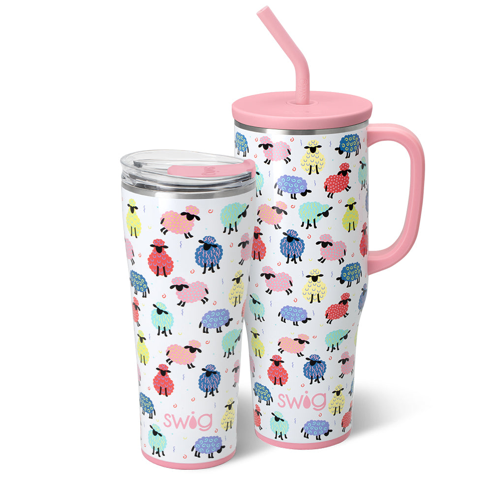 Swig Life Counting Sheep Mega Set including a 32oz Tumbler and a 40oz Mega Mug