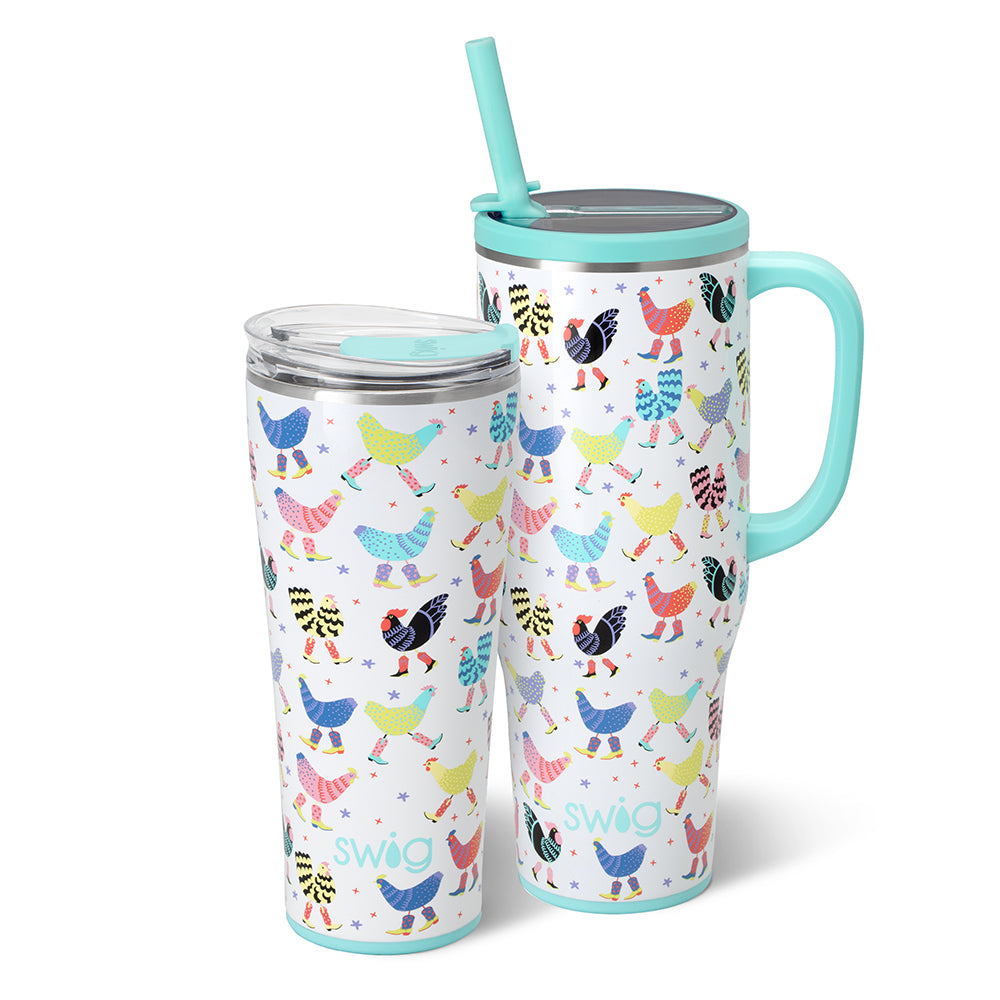 Swig Life Funky Chicken Mega Set including a 32oz Tumbler and a 40oz Mega Mug