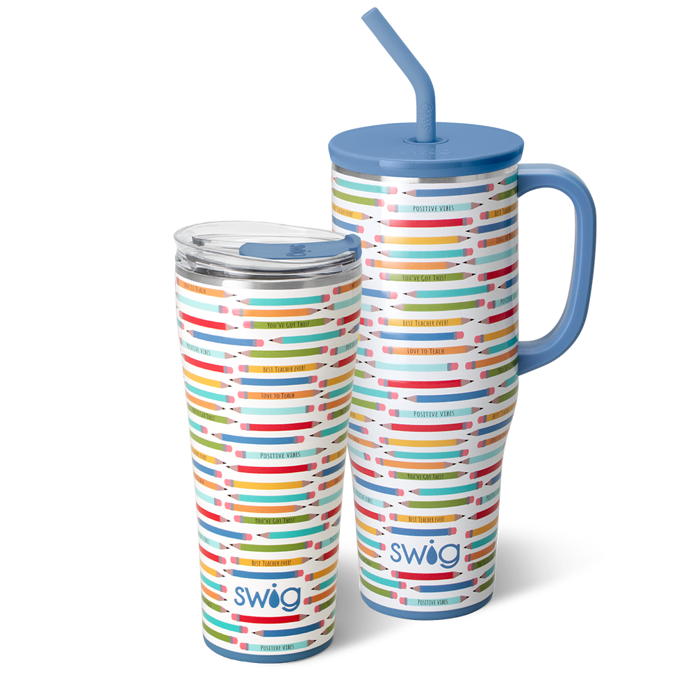 Swig Life Teacher Life Mega Set including a 32oz Tumbler and a 40oz Mega Mug