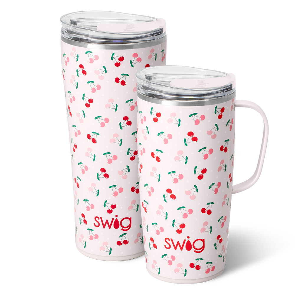 Swig Life Cherry Pie XL Set including a 22oz Travel Mug and a 32oz Tumbler
