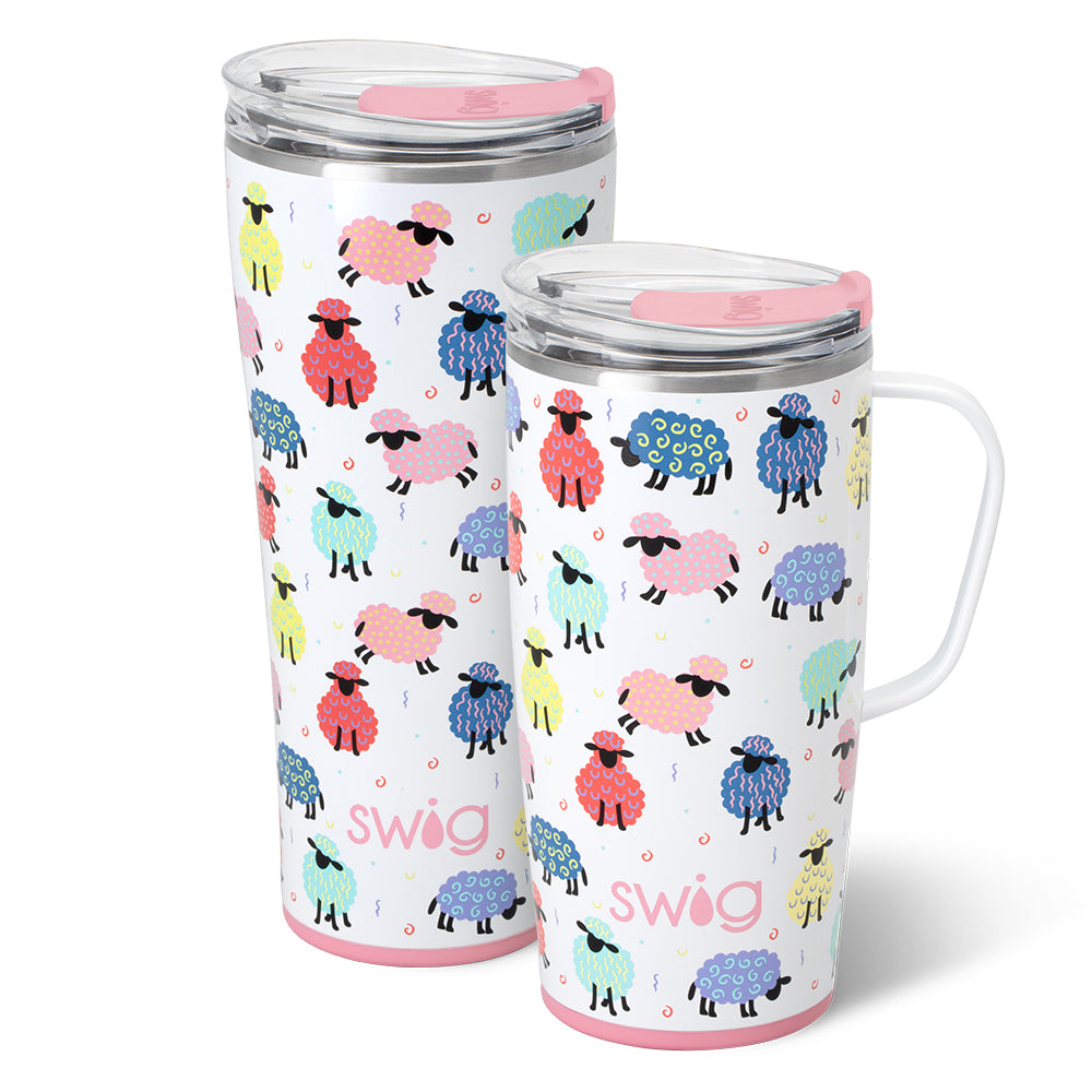 Swig Life Counting Sheep XL Set including a 22oz Travel Mug and a 32oz Tumbler