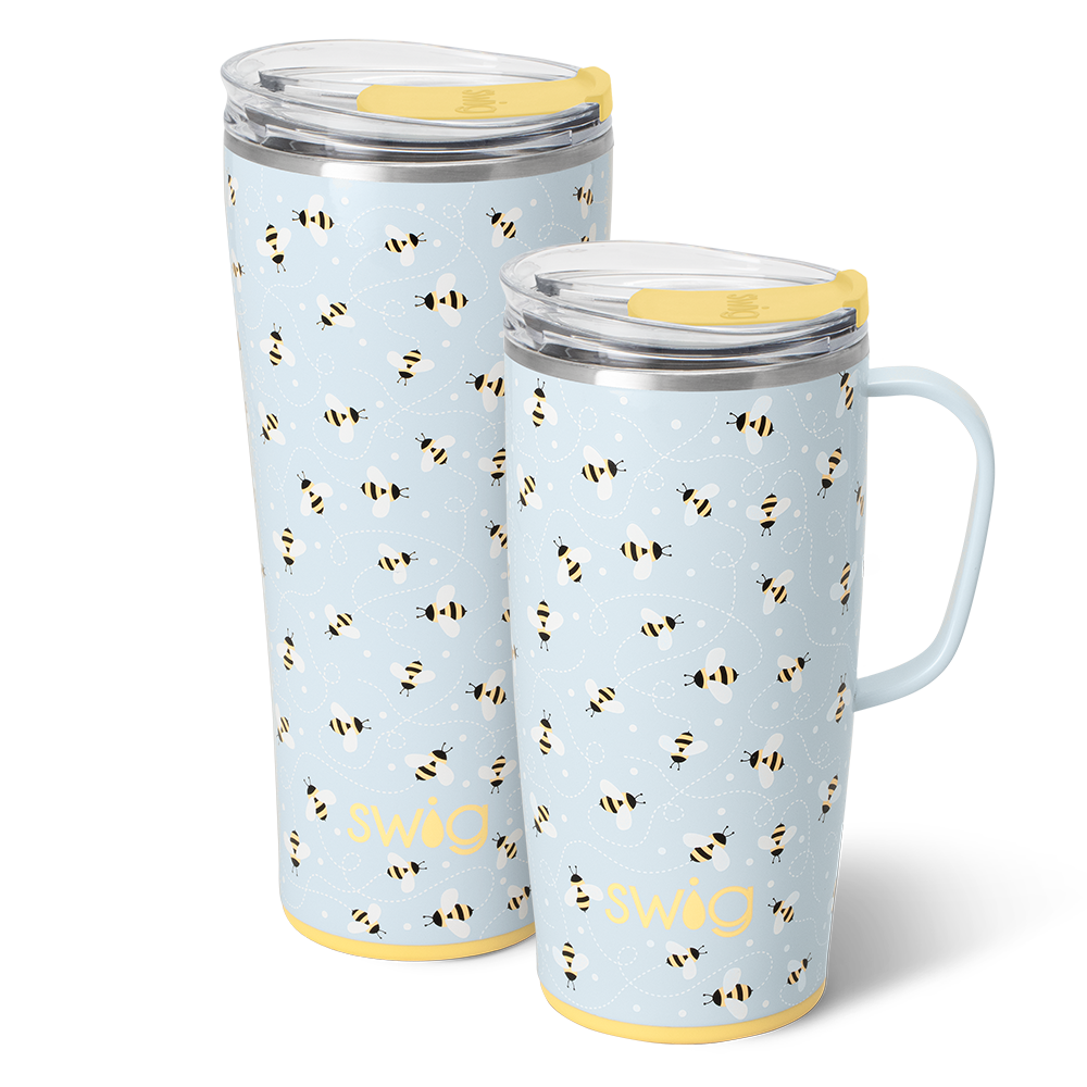 Swig Life Busy Bee XL Set including a 22oz Travel Mug and a 32oz Tumbler