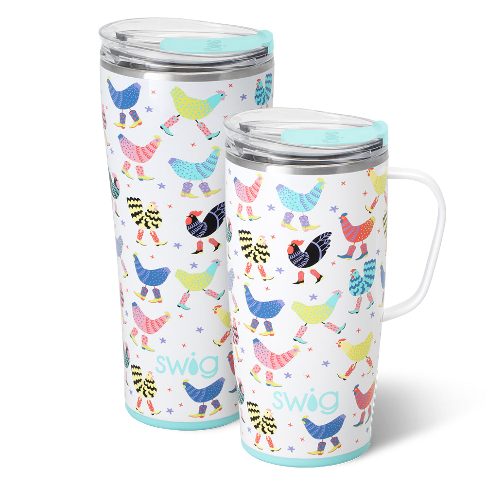 Swig Life Funky Chicken XL Set including a 22oz Travel Mug and a 32oz Tumbler