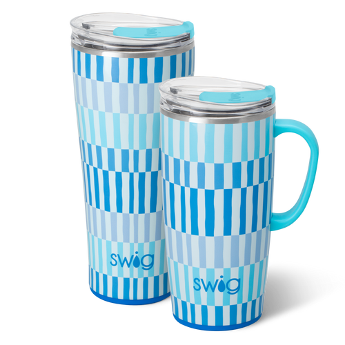 Swig Life Glacier Stripe XL Set including a 22oz Travel Mug and a 32oz Tumbler