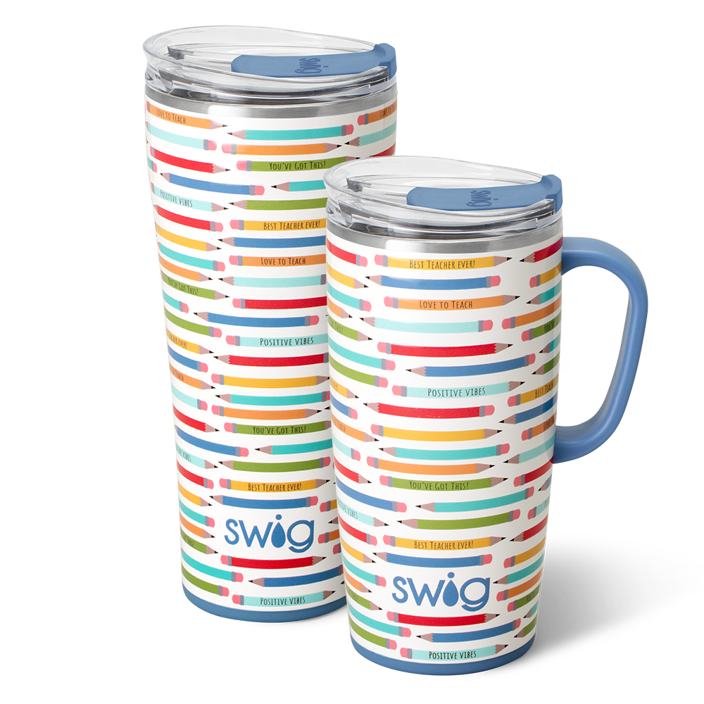 Swig Life Teacher Life XL Set including a 22oz Travel Mug and a 32oz Tumbler