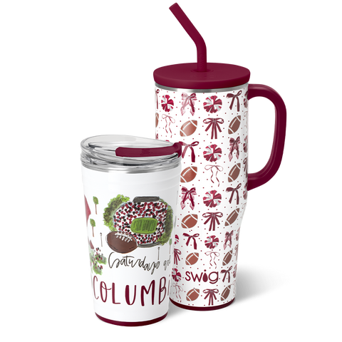 We've Got Spirit Maroon Straw Topper Set