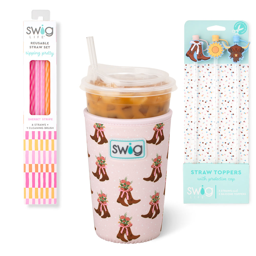 swig-life-signature-insulated-neoprene-reusable-straws-straw-topper-accessory-bundle-cowgirl-coquette-main