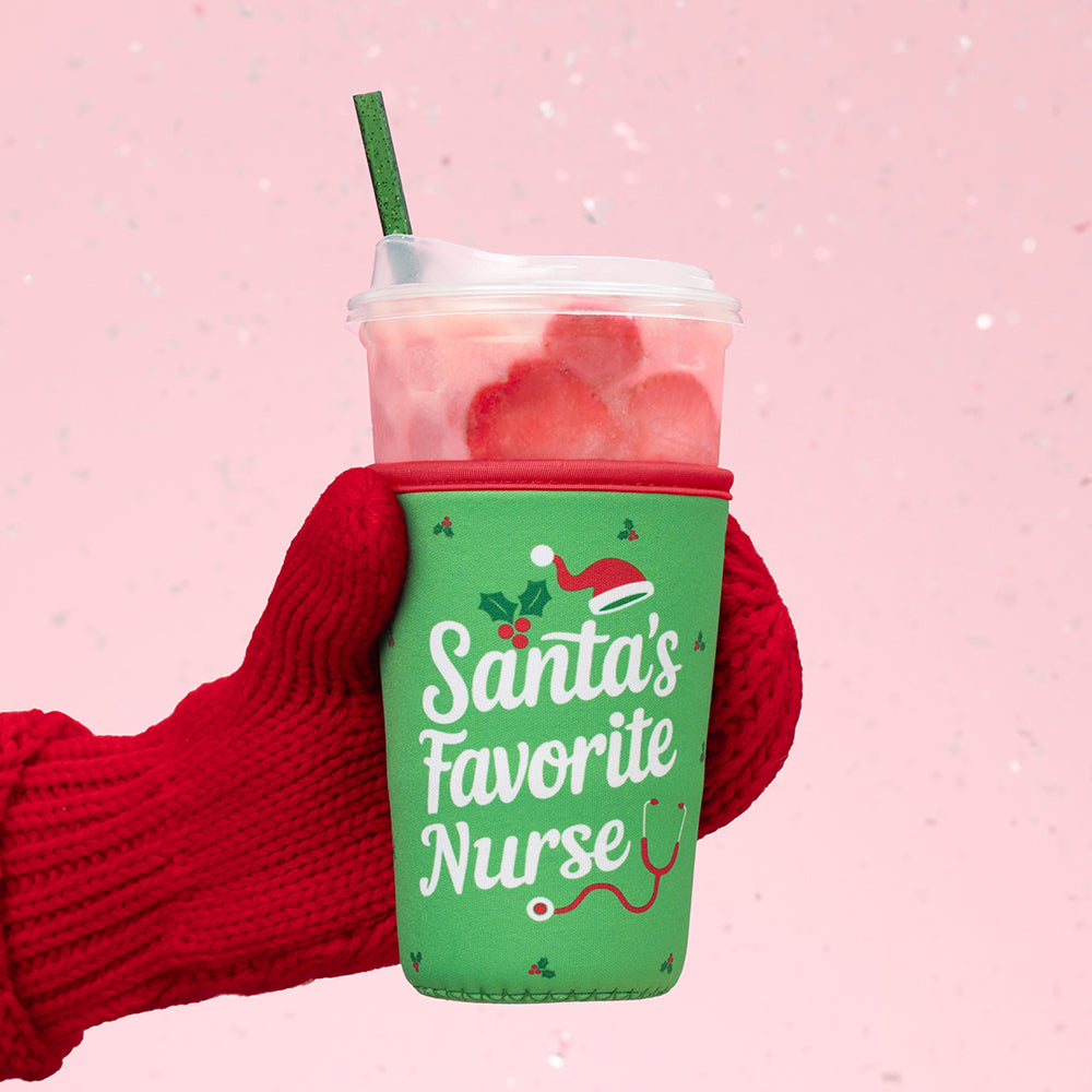 Santa's Favorite Teacher Medium Iced Cup Coolie