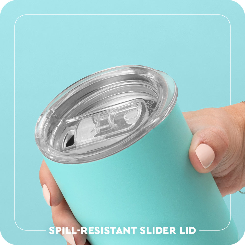 Swig Life 12oz Short Tumbler Clear Slider Lid - spill resistant, removable slider lid