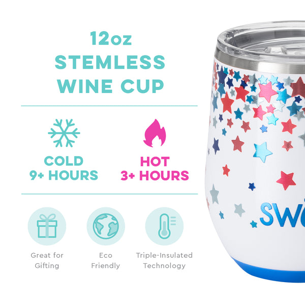 Star Spangled Stemless Wine Cup (12oz)