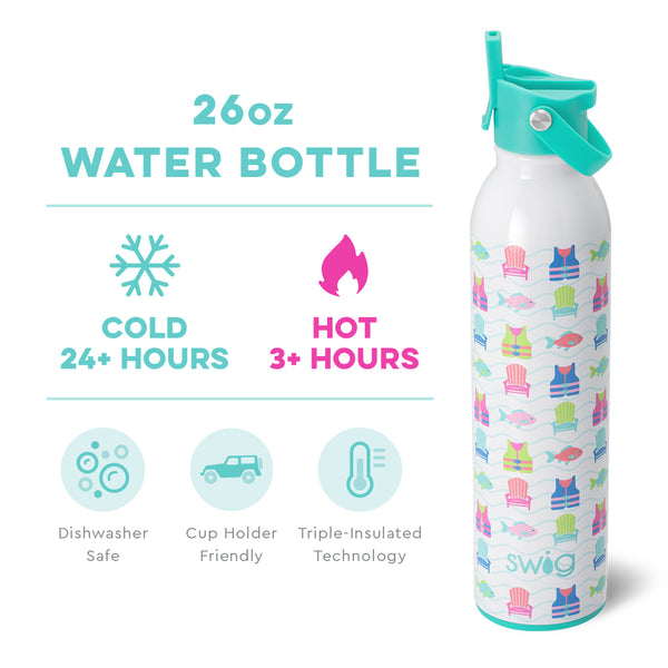 Swig Life 26oz Lake Girl Insulated Flip + Sip Cap Water Bottle temperature infographic - cold 24+ hours or hot 3+ hours